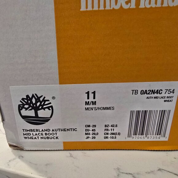 Timberland 7-Eye Authentic Mid Lace Boot Mens Size 11 Wheat Nubuck TB0A2N4C754 - Picture 8 of 14